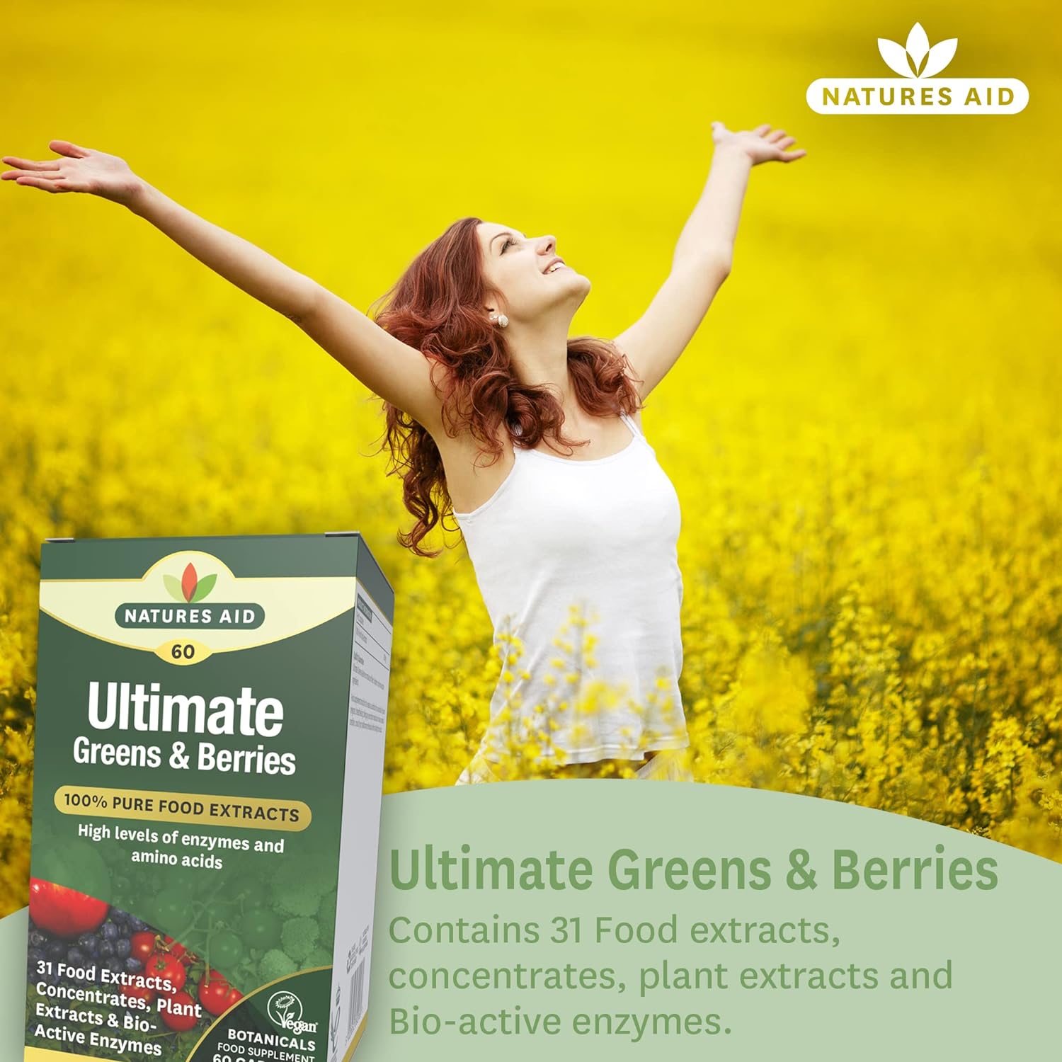 Ultimate Greens & Berries 60 Capsules - Natures Aid - Vitamins & Supplements - Eco Natural Products