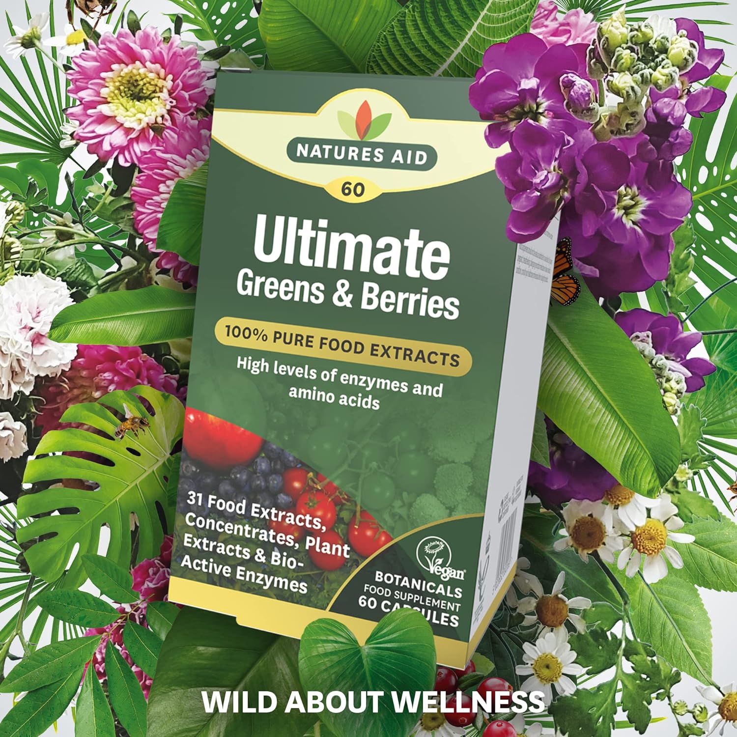 Ultimate Greens & Berries 60 Capsules - Natures Aid - Vitamins & Supplements - Eco Natural Products