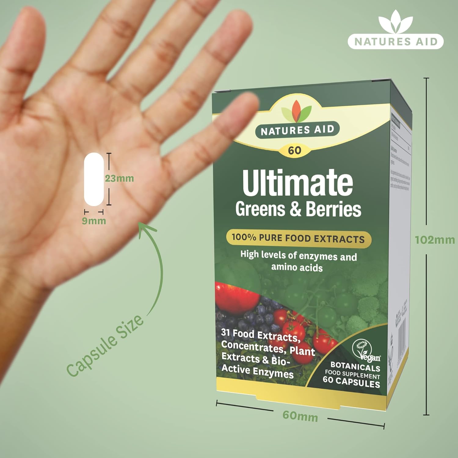 Ultimate Greens & Berries 60 Capsules - Natures Aid - Vitamins & Supplements - Eco Natural Products