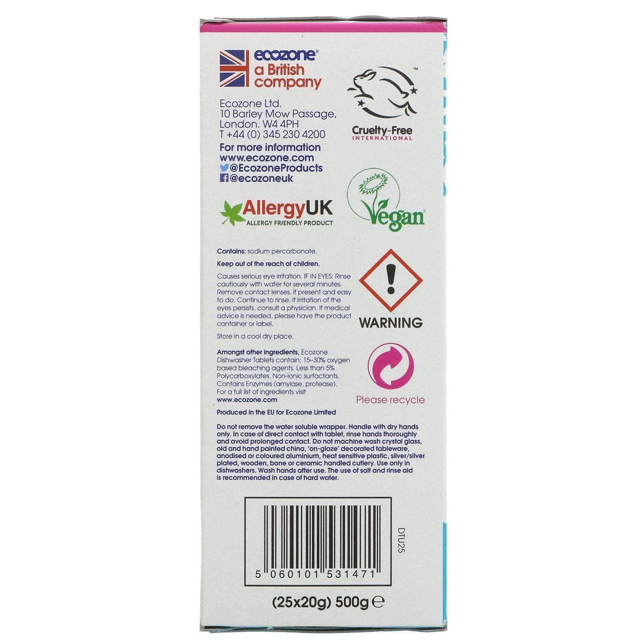 Ultra Dishwasher 25 Tablets - Ecozone - Eco Natural Products