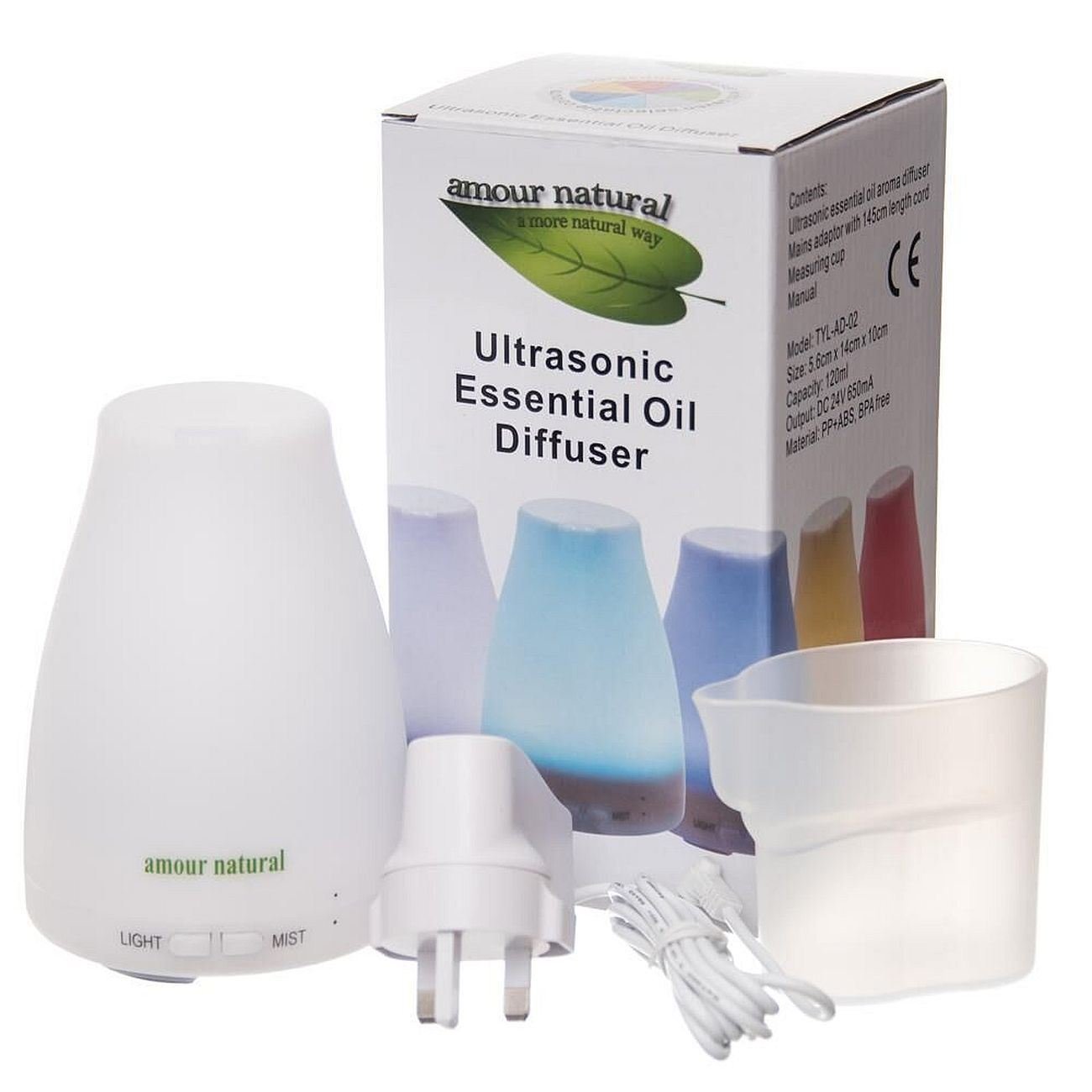 Ultrasonic Electric Diffuser for Essential Oils - Amour Natural - Incense/Diffuser - Eco Natural Products