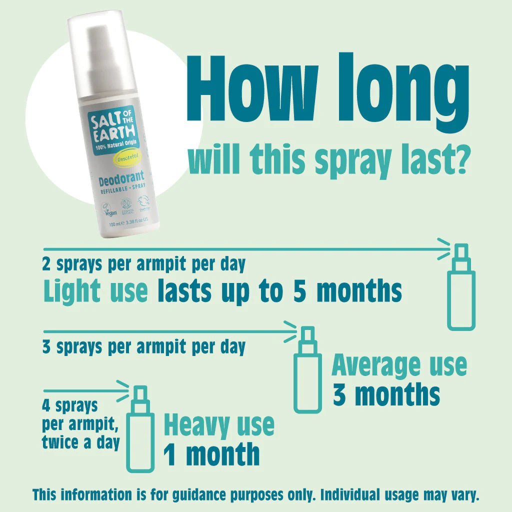 Unisex Deodorant Spray Unscented 100ml - Salt Of the Earth - Deodorants - Salt Of the Earth