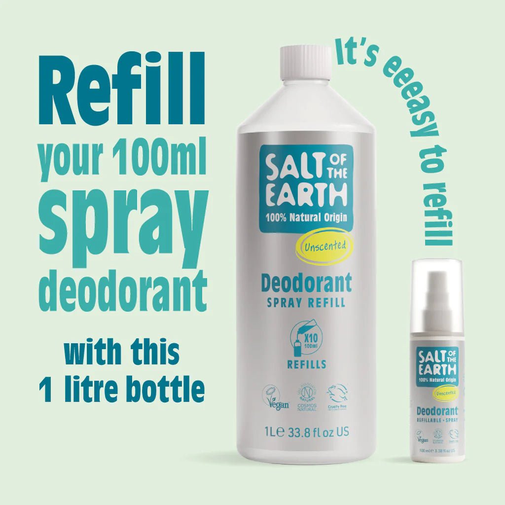 Unisex Deodorant Spray Unscented Refill 1 Litre - Salt Of the Earth - Deodorants - Salt Of the Earth