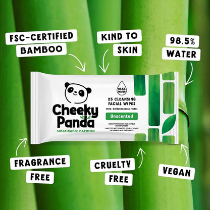 Unscented Bamboo Facial Cleansing Wipes 25's - Cheeky Panda - Makeup Removers - Cheeky Panda