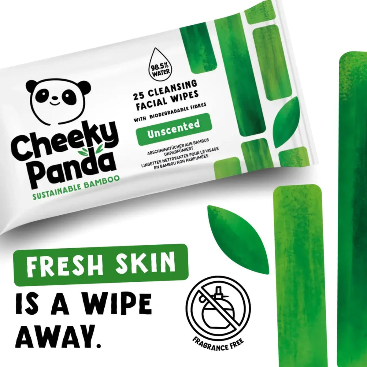 Unscented Bamboo Facial Cleansing Wipes 25's - Cheeky Panda - Makeup Removers - Cheeky Panda