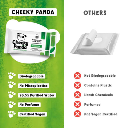 Unscented Bamboo Facial Cleansing Wipes 25's - Cheeky Panda - Makeup Removers - Cheeky Panda
