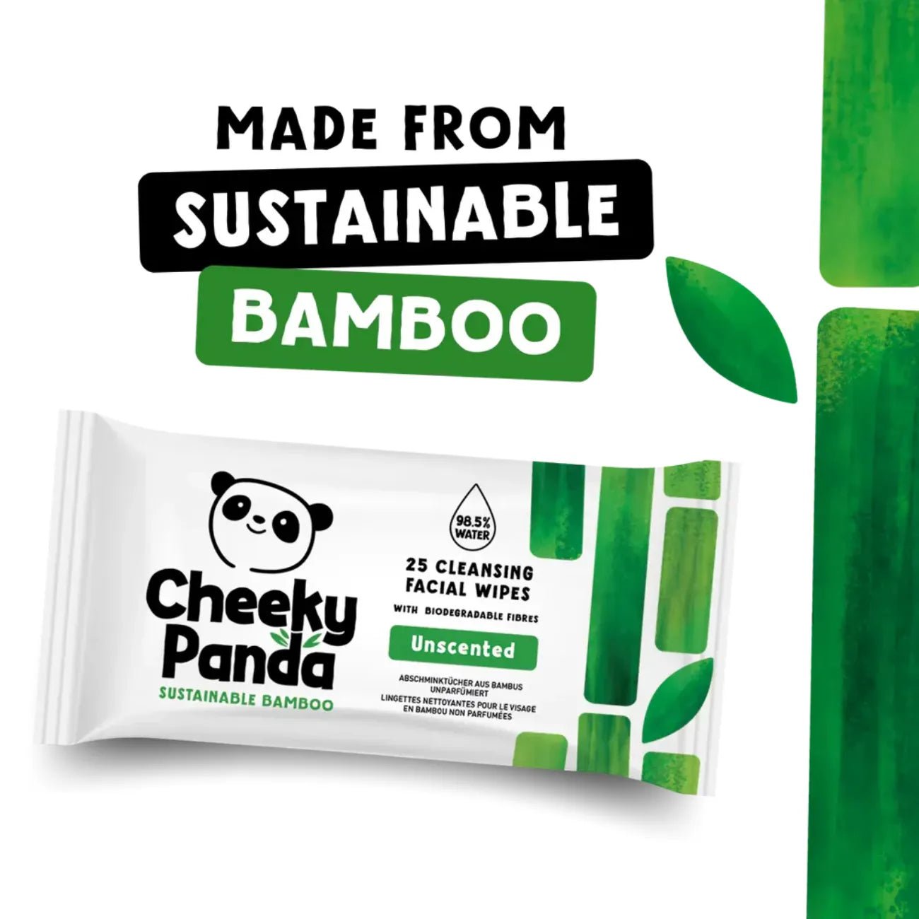 Unscented Bamboo Facial Cleansing Wipes 25's - Cheeky Panda - Makeup Removers - Cheeky Panda