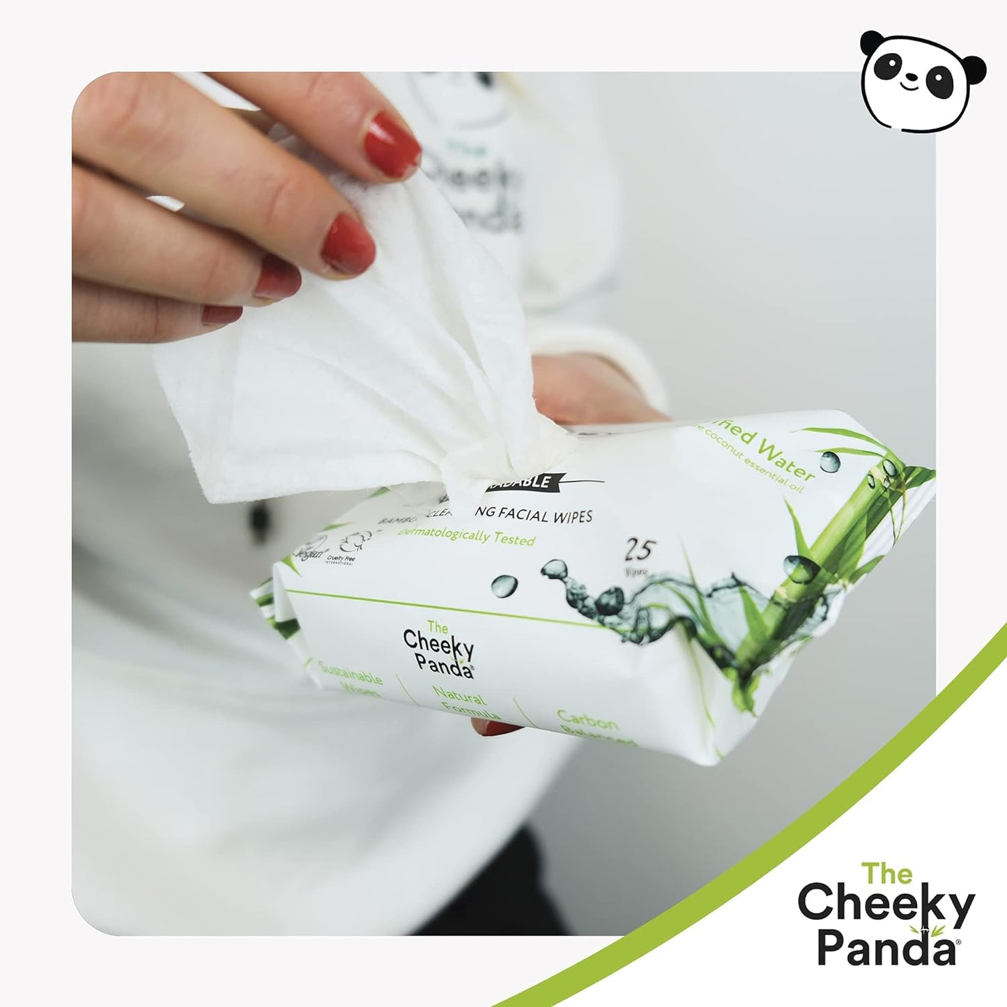 Unscented Bamboo Facial Cleansing Wipes 25wipes - Cheeky Panda - Makeup Removers - Eco Natural Products