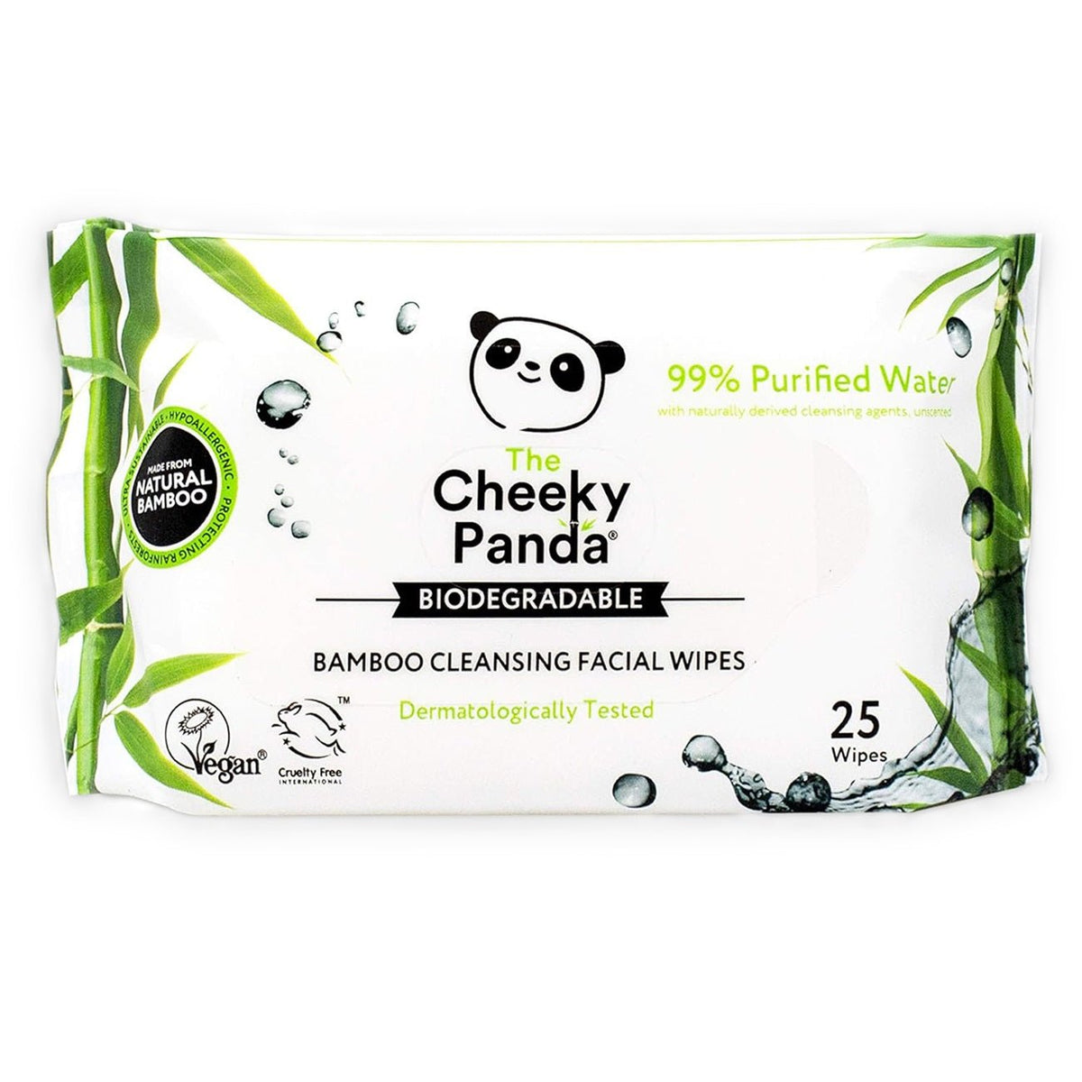 Unscented Bamboo Facial Cleansing Wipes 25wipes - Cheeky Panda - Makeup Removers - Eco Natural Products