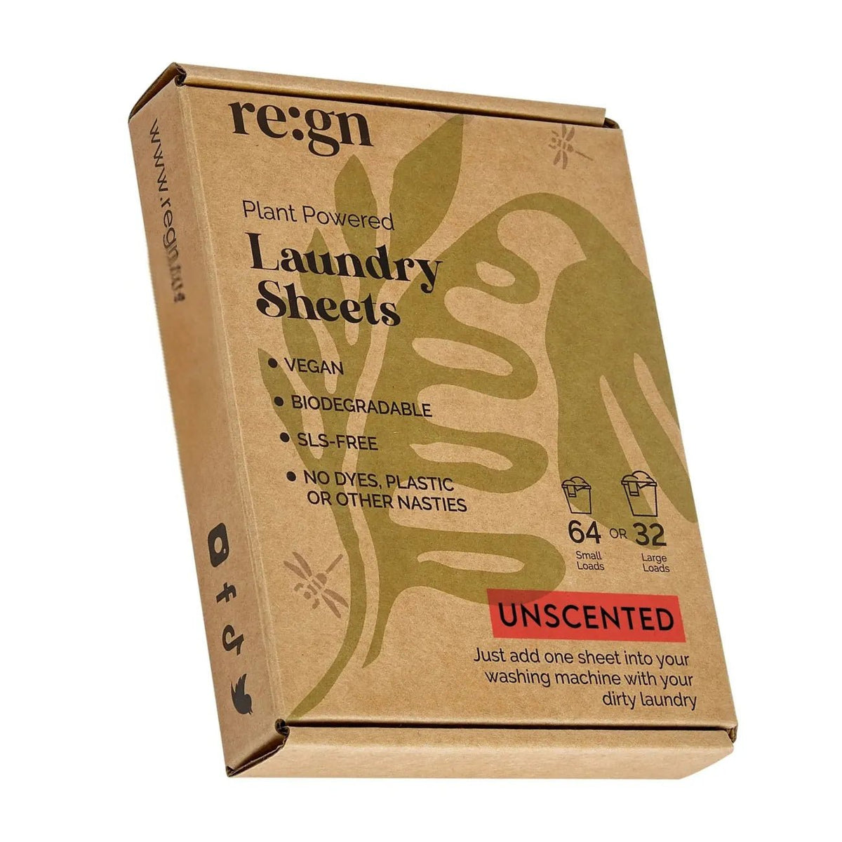 Unscented Laundry Sheets Pack of 64 - Re:gn - Laundry Detergent - Re:gn