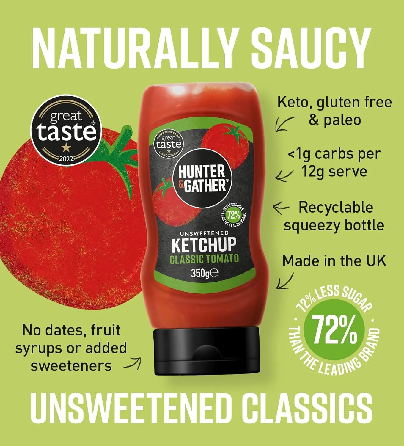 Unsweetened Tomato Ketchup 250g - Hunter and Gather - Ketchup - Hunter and Gather