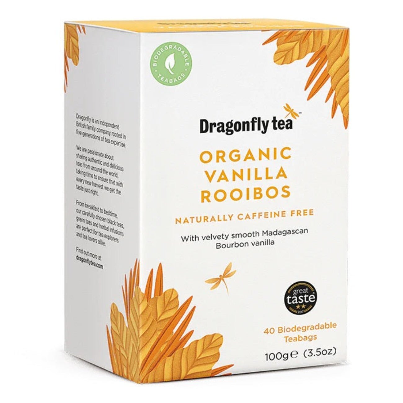 Vanilla Rooibos Tea 40 bags - Eco Natural Products - Dragonfly Tea - Rooibos tea