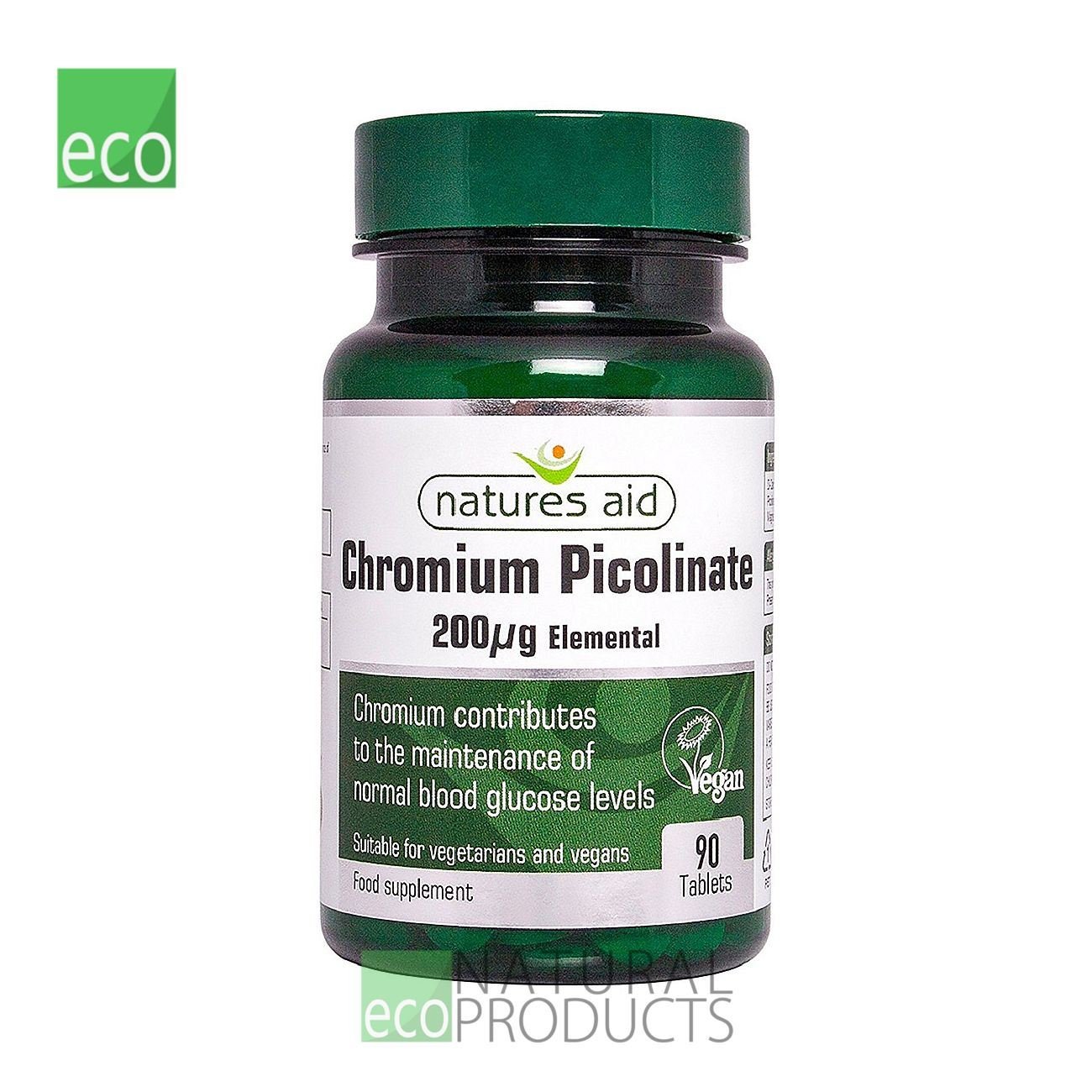 Vegan Chromium Picolinate Tablets 200ug 90 Tablets Exp 12.2025 - Natures Aid - Natures Aid