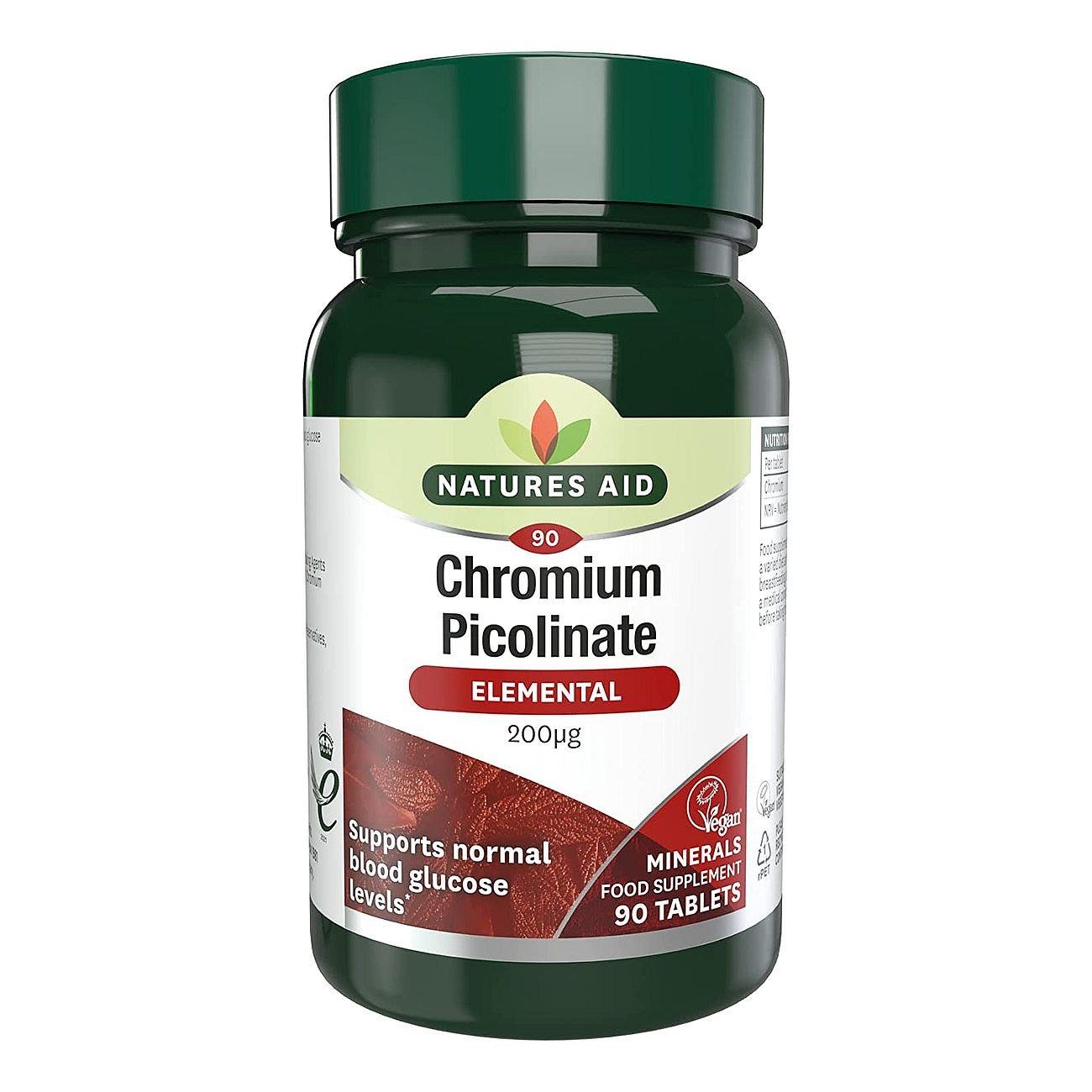 Vegan Chromium Picolinate Tablets 200ug 90 Tablets Exp 12.2025 - Natures Aid - Natures Aid