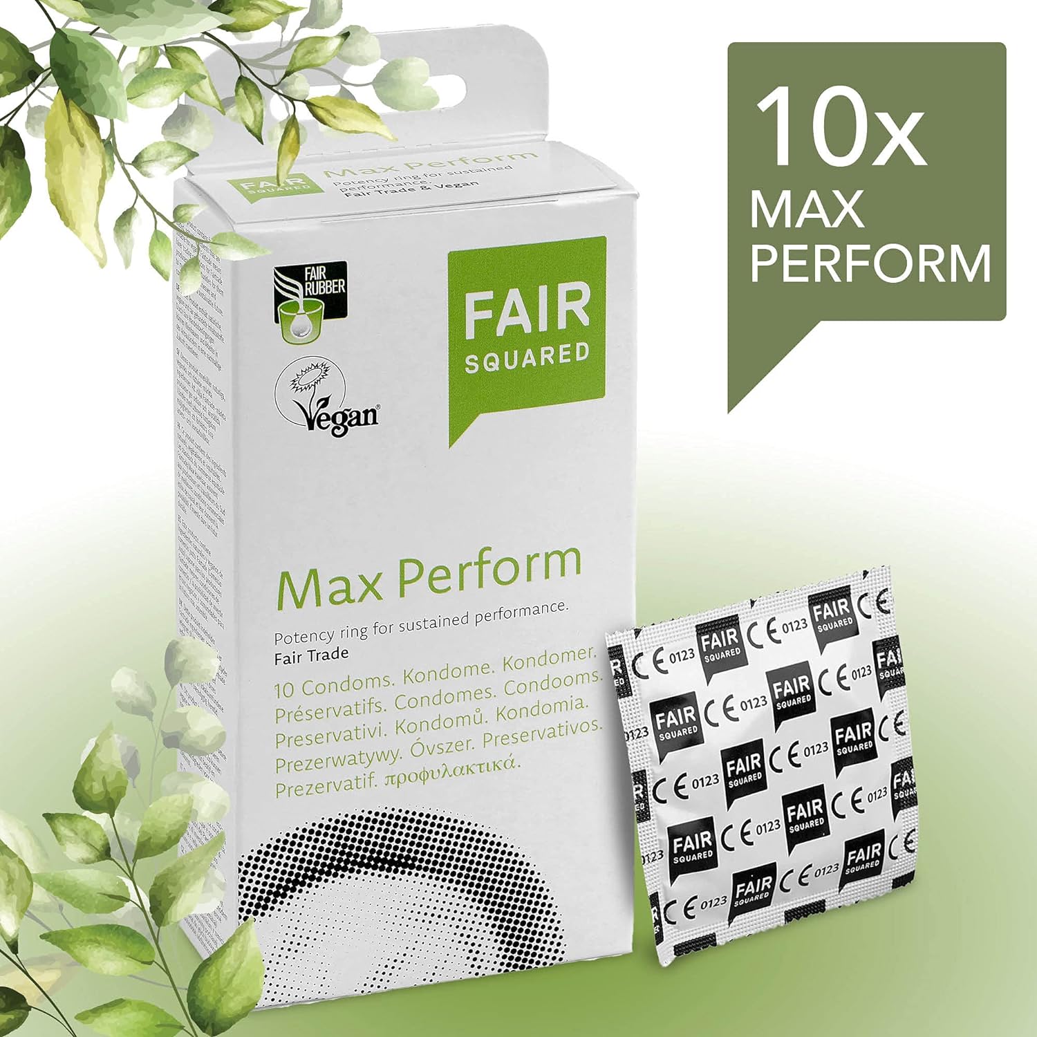 Vegan Condoms Max Perform 8 pieces - Fair Squared - Vegan Condoms - Eco Natural Products