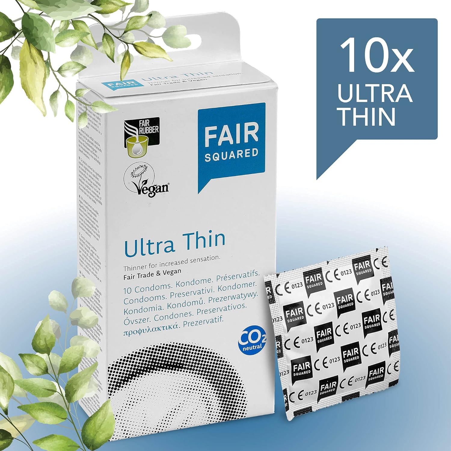 Vegan Condoms Ultra thin 10 pack - Fair Squared - Condoms - Eco Natural Products