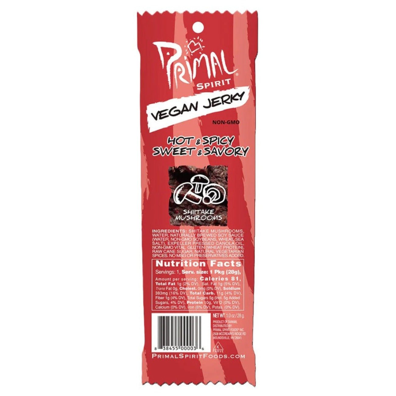 Vegan Jerky Strips Hot & Spicy 28g - Primal Spirit - Snack bar - Eco Natural Products