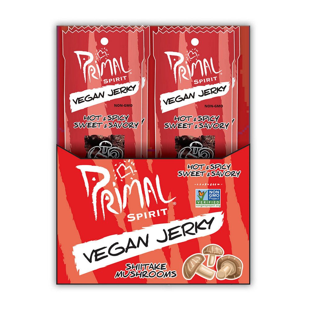 Vegan Jerky Strips Hot & Spicy 28g - Primal Spirit - Snack bar - Eco Natural Products