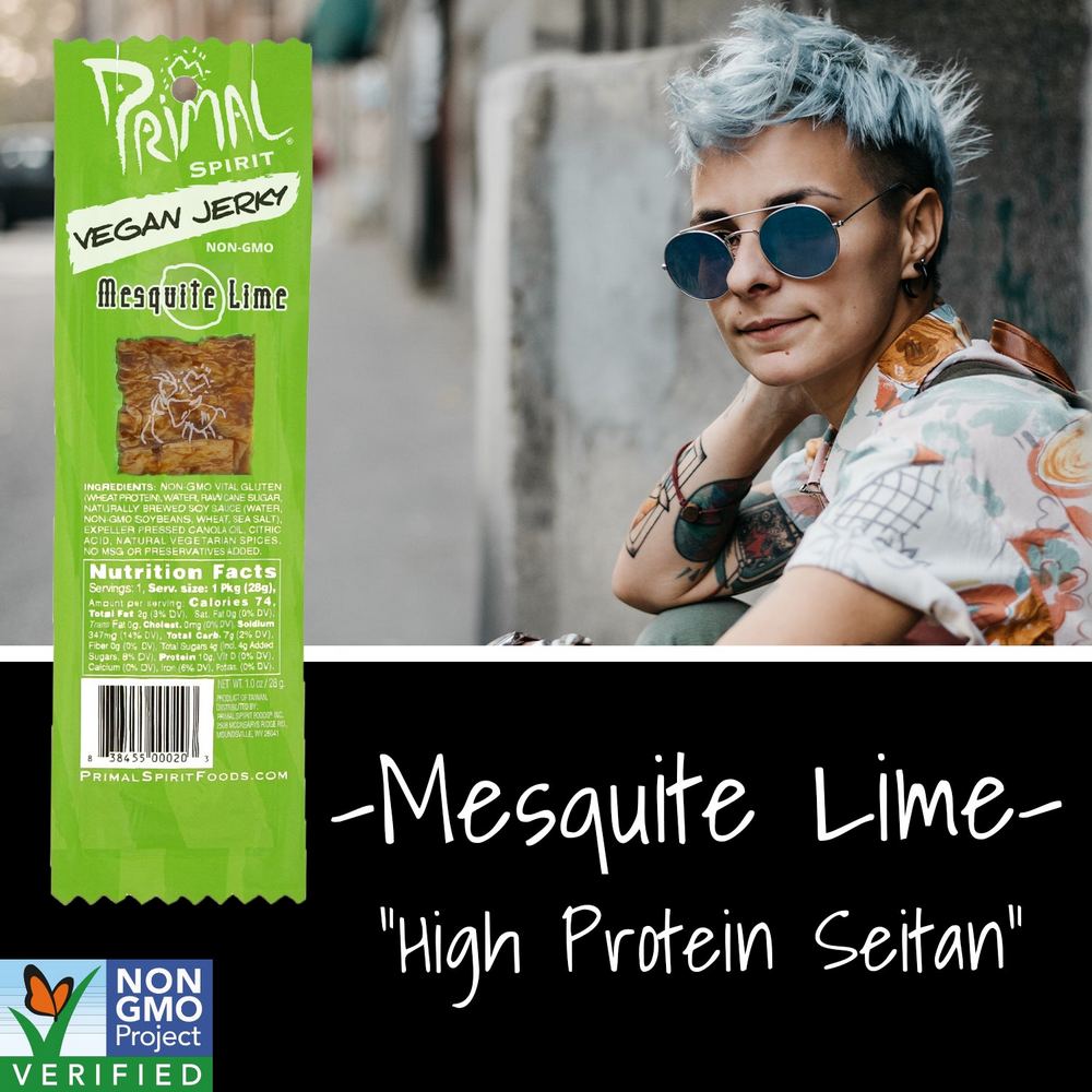 Vegan Jerky Strips Mesquite Lime 28g - Primal Spirit - Snack bar - Eco Natural Products