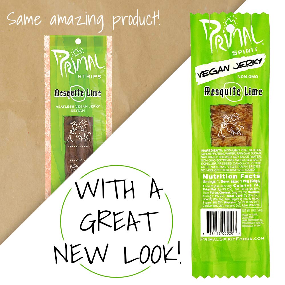 Vegan Jerky Strips Mesquite Lime 28g - Primal Spirit - Snack bar - Eco Natural Products