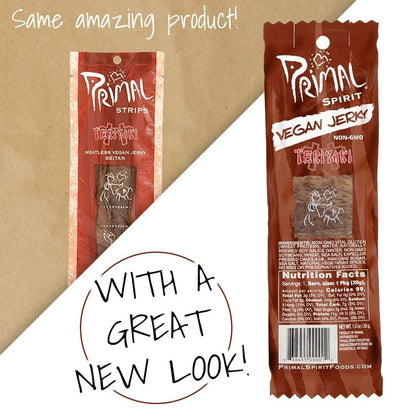 Vegan Jerky Strips Teriyaki 28g - Primal Spirit - Snack bar - Eco Natural Products