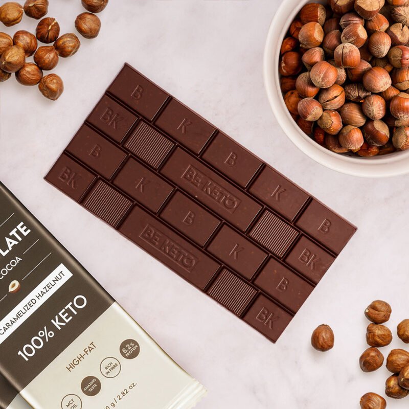 Vegan Keto Chocolate MCT Caramelized Hazelnut 80g - Be Keto - Chocolate Bar - Be Keto