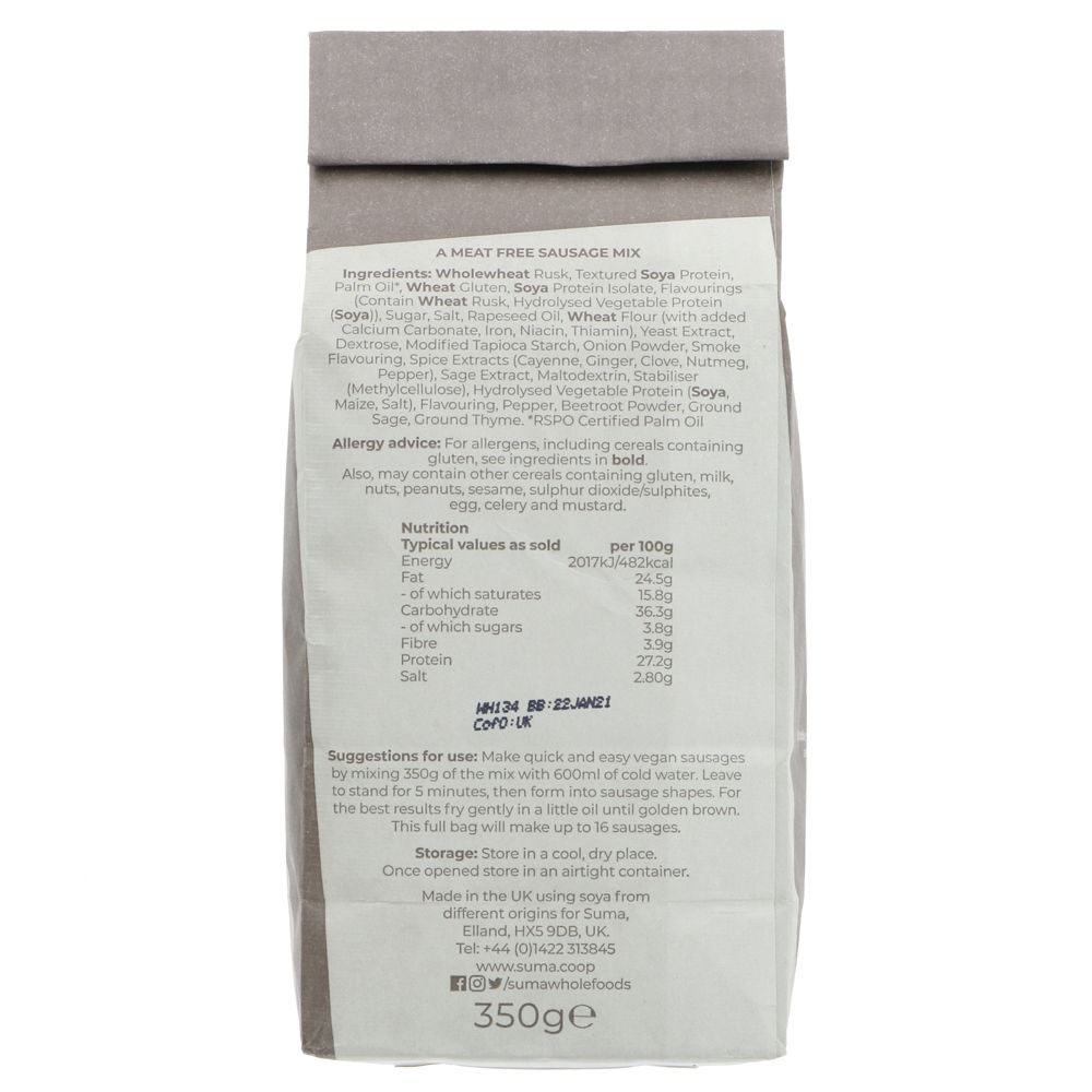 Vegan Sausage Mix Vegetarian 350g - Suma - Food - Eco Natural Products