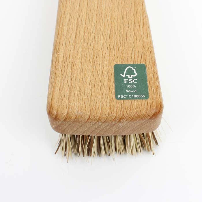 Wooden Vegetable Brush Plant Based Bristles — plastic-free, FSC beechwood top detail