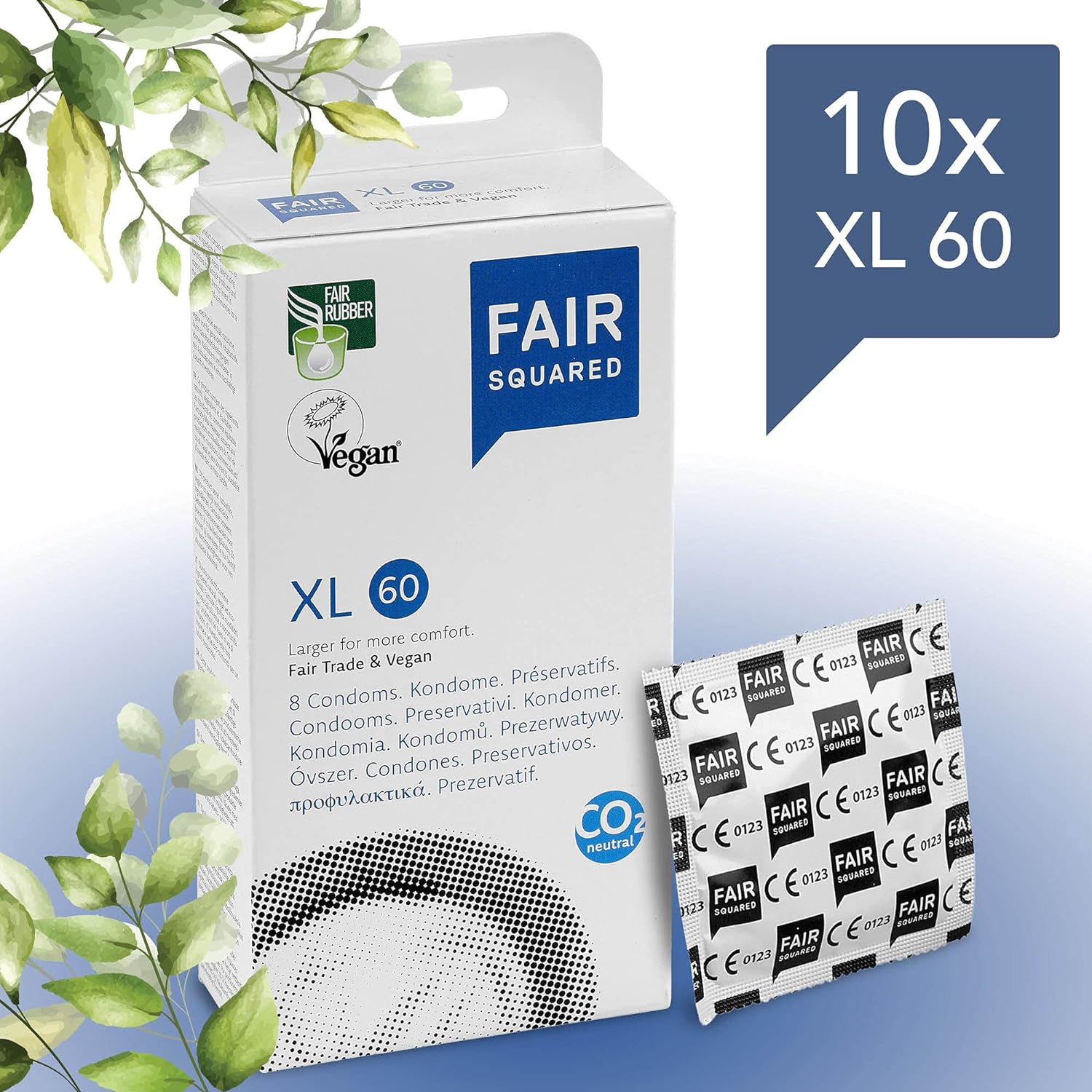 Vegetarian Condoms XL 60 8 packs - Fair Squared - Condoms - Eco Natural Products