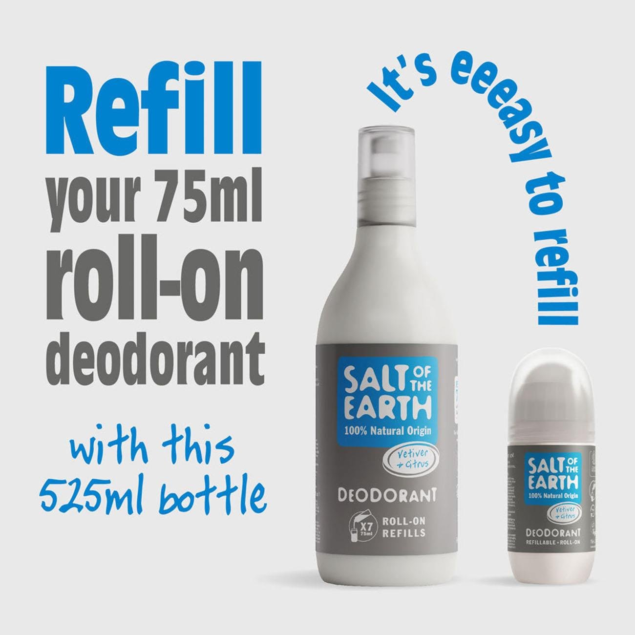 Vetiver & Citrus Roll - On Refill Deodorant 525ml - Salt Of the Earth - Deodorant - Eco Natural Products