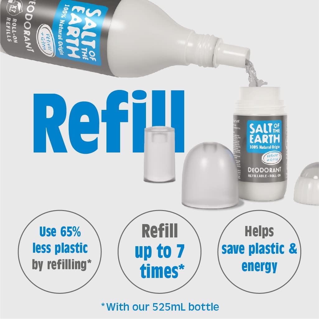 Vetiver & Citrus Roll - On Refill Deodorant 525ml - Salt Of the Earth - Deodorant - Eco Natural Products