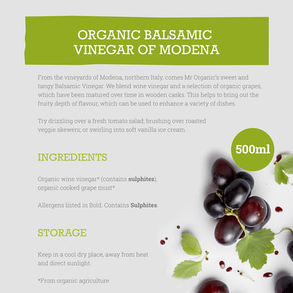 Vinegar of Modena Balsamic 500ml - Mr Organic - Balsamic vinegar - Eco Natural Products