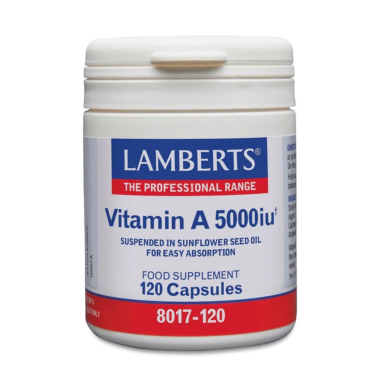 Vitamin A 5000iu 120 Caps BBE 30.11.2025 - Lamberts - Single Vitamins - Lamberts