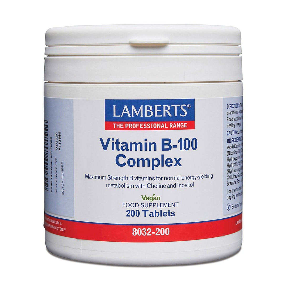 Vitamin B - 100 Complex 60 Tablets - Lamberts - Food Supplement - Eco Natural Products