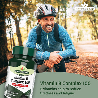 Vitamin B Complex 100 Mega Potency Time Release 30 Tablets - Natures Aid - Vitamins & Supplements - Eco Natural Products