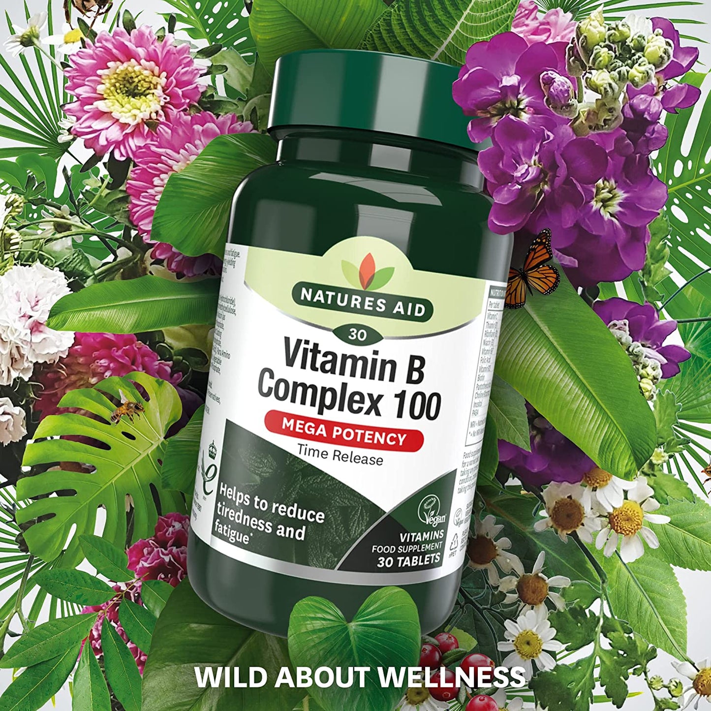 Vitamin B Complex 100 Mega Potency Time Release 30 Tablets - Natures Aid - Vitamins & Supplements - Eco Natural Products