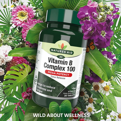 Vitamin B Complex 100 Mega Potency Time Release 30 Tablets - Natures Aid - Vitamins & Supplements - Eco Natural Products