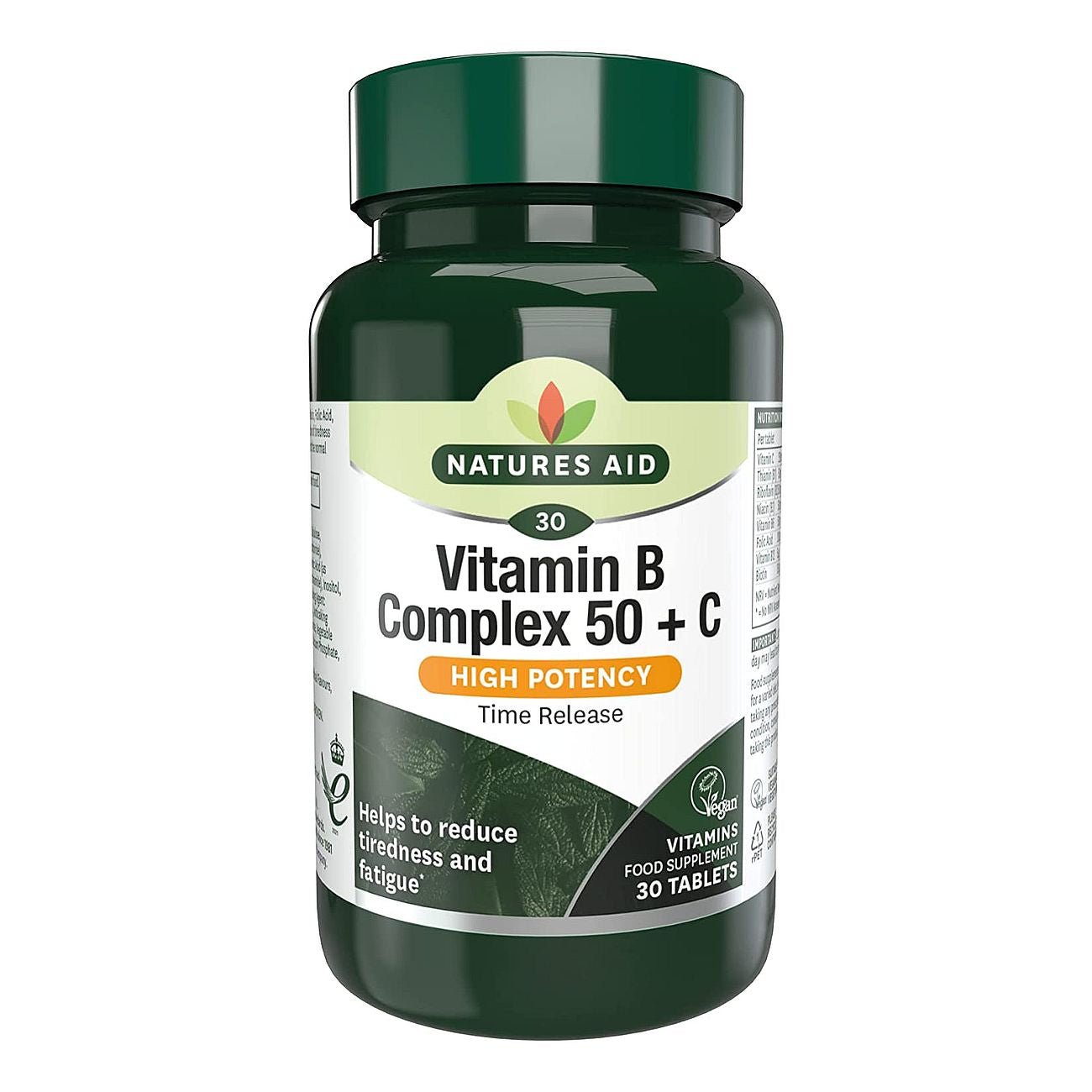 Vitamin B Complex 50 + Vitamin C High Potency 30 Tablets - Natures Aid - Vitamins & Supplements - Eco Natural Products