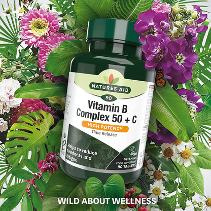 Vitamin B Complex 50 + Vitamin C High Potency 90 Tablets - Natures Aid - Vitamins & Supplements - Eco Natural Products