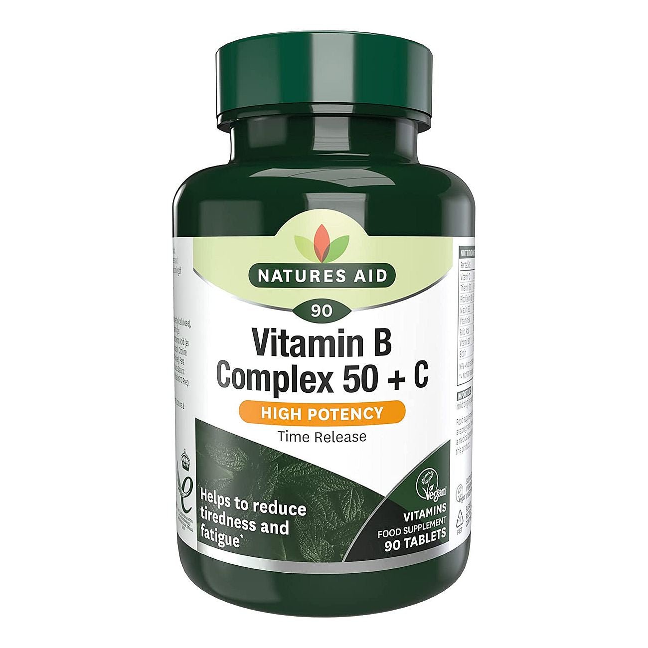 Vitamin B Complex 50 + Vitamin C High Potency 90 Tablets - Natures Aid - Vitamins & Supplements - Eco Natural Products