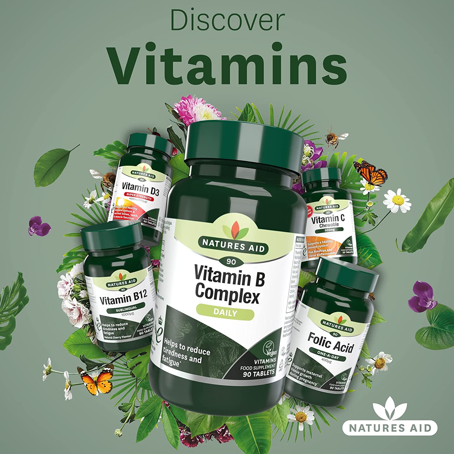 Vitamin B Complex 90 Tablets - Natures Aid - Vitamins & Supplements - Eco Natural Products