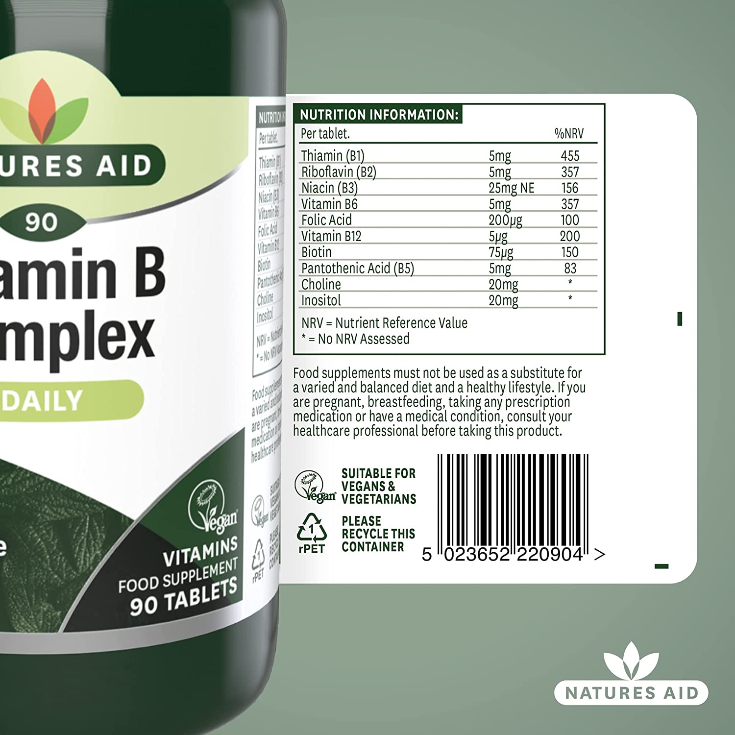 Vitamin B Complex 90 Tablets - Natures Aid - Vitamins & Supplements - Eco Natural Products