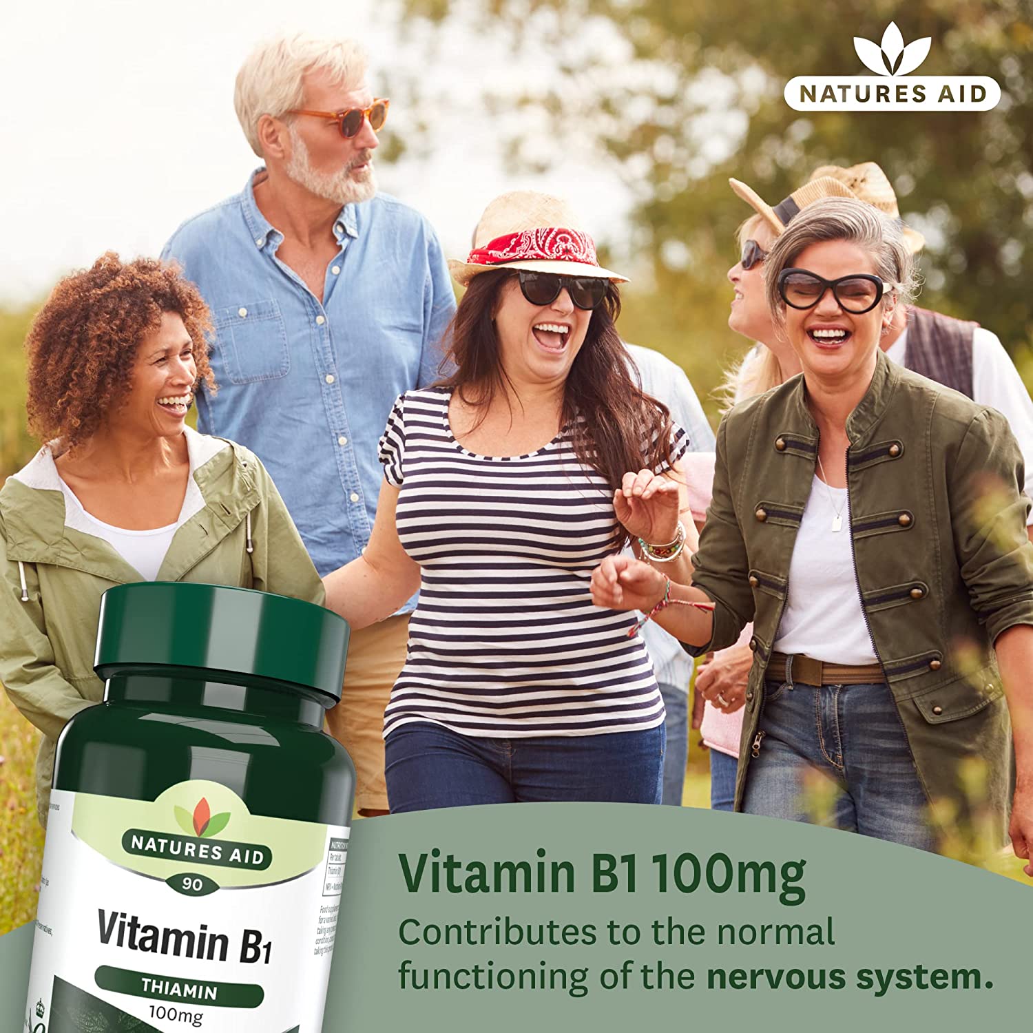 Vitamin B1 Thiamine 100mg 90 Tablets - Natures Aid - Vitamins & Supplements - Eco Natural Products