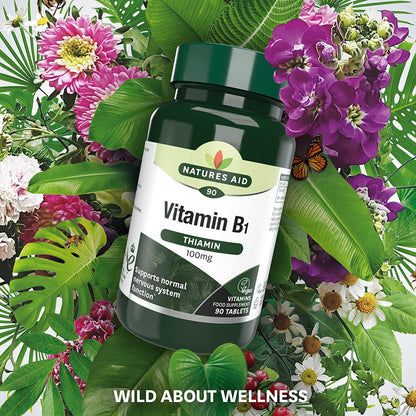 Vitamin B1 Thiamine 100mg 90 Tablets - Natures Aid - Vitamins & Supplements - Eco Natural Products