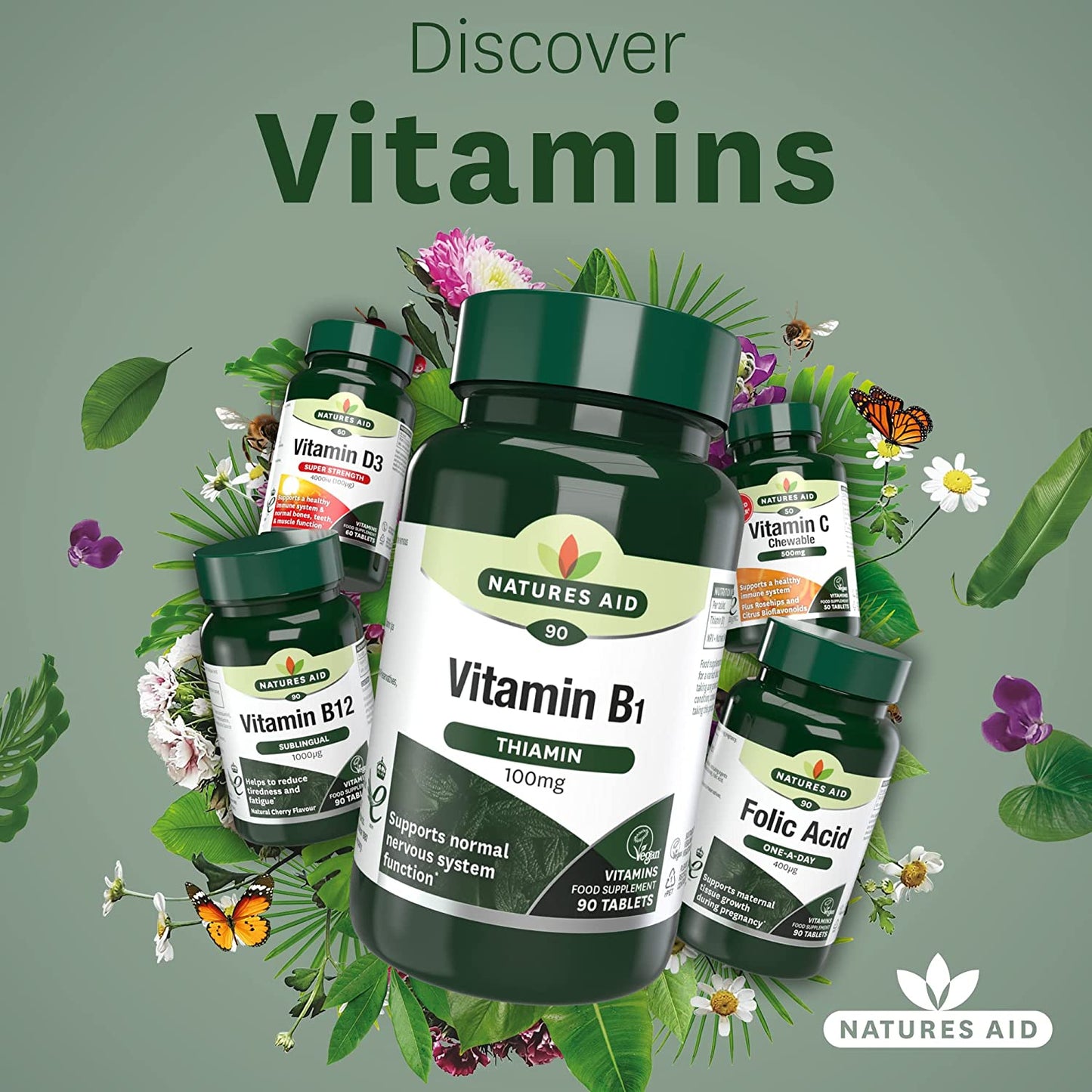 Vitamin B1 Thiamine 100mg 90 Tablets - Natures Aid - Vitamins & Supplements - Eco Natural Products