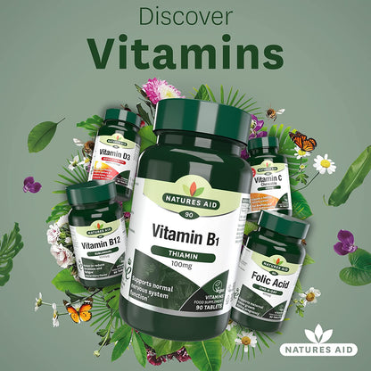Vitamin B1 Thiamine 100mg 90 Tablets - Natures Aid - Vitamins & Supplements - Eco Natural Products
