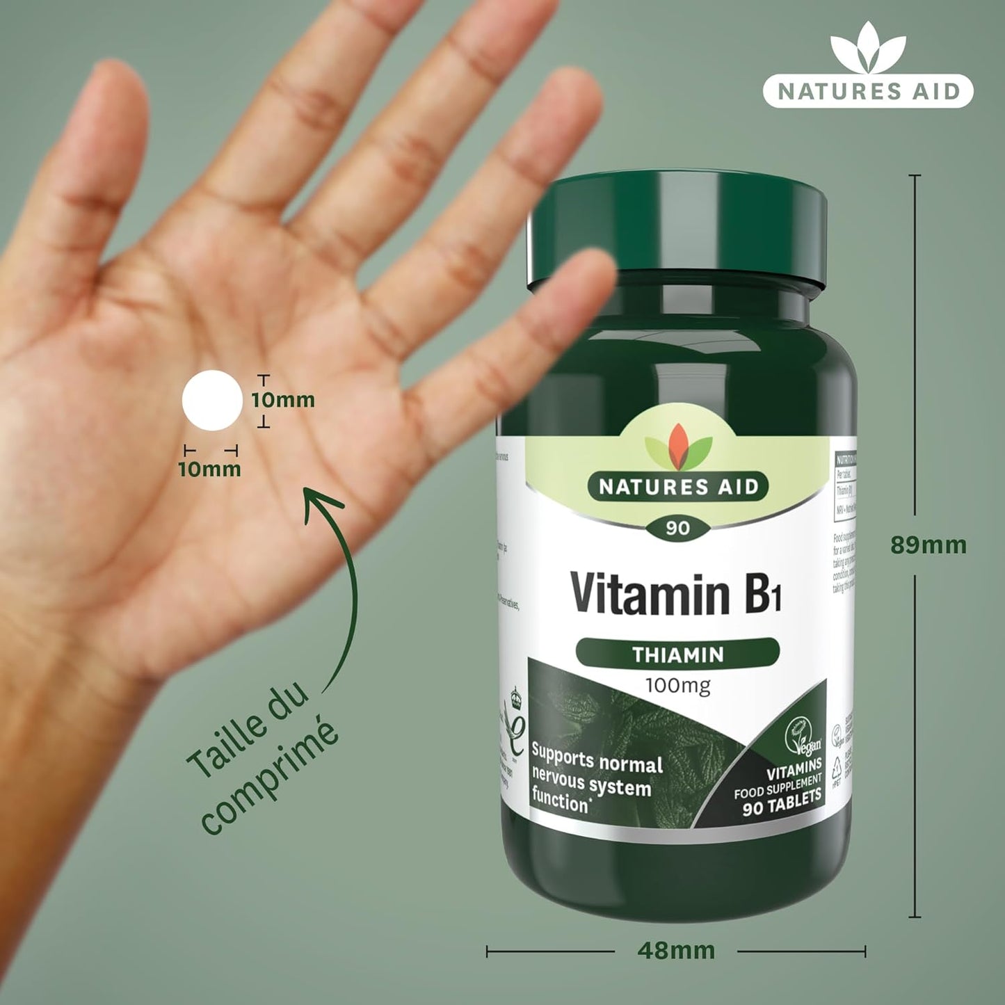 Vitamin B1 Thiamine 100mg 90 Tablets - Natures Aid - Vitamins & Supplements - Eco Natural Products