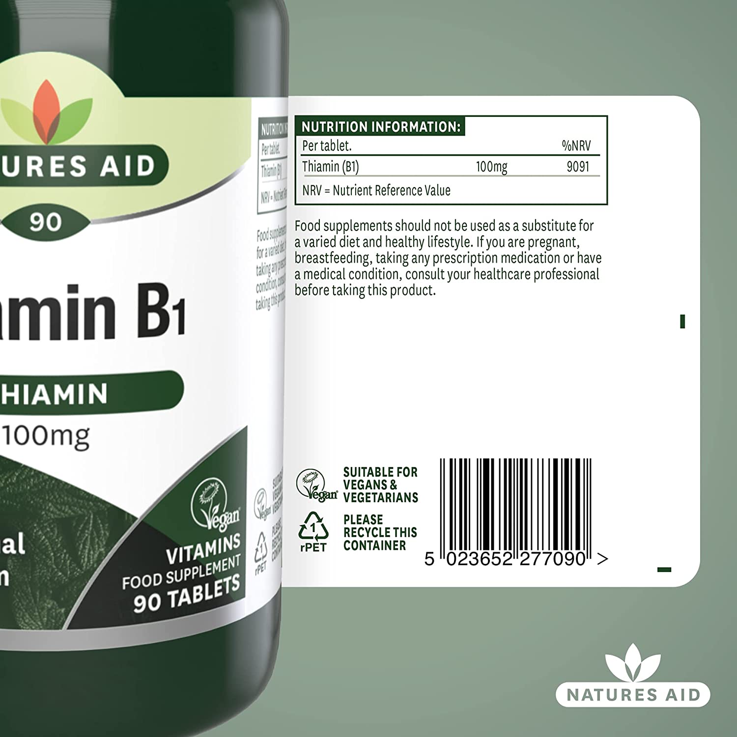 Vitamin B1 Thiamine 100mg 90 Tablets - Natures Aid - Vitamins & Supplements - Eco Natural Products