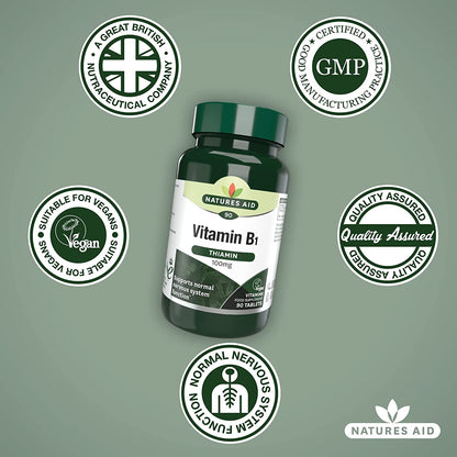 Vitamin B1 Thiamine 100mg 90 Tablets - Natures Aid - Vitamins & Supplements - Eco Natural Products
