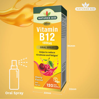 Vitamin B12 1000ug Oral Spray 30ml - Natures Aid - Food Supplements - Eco Natural Products